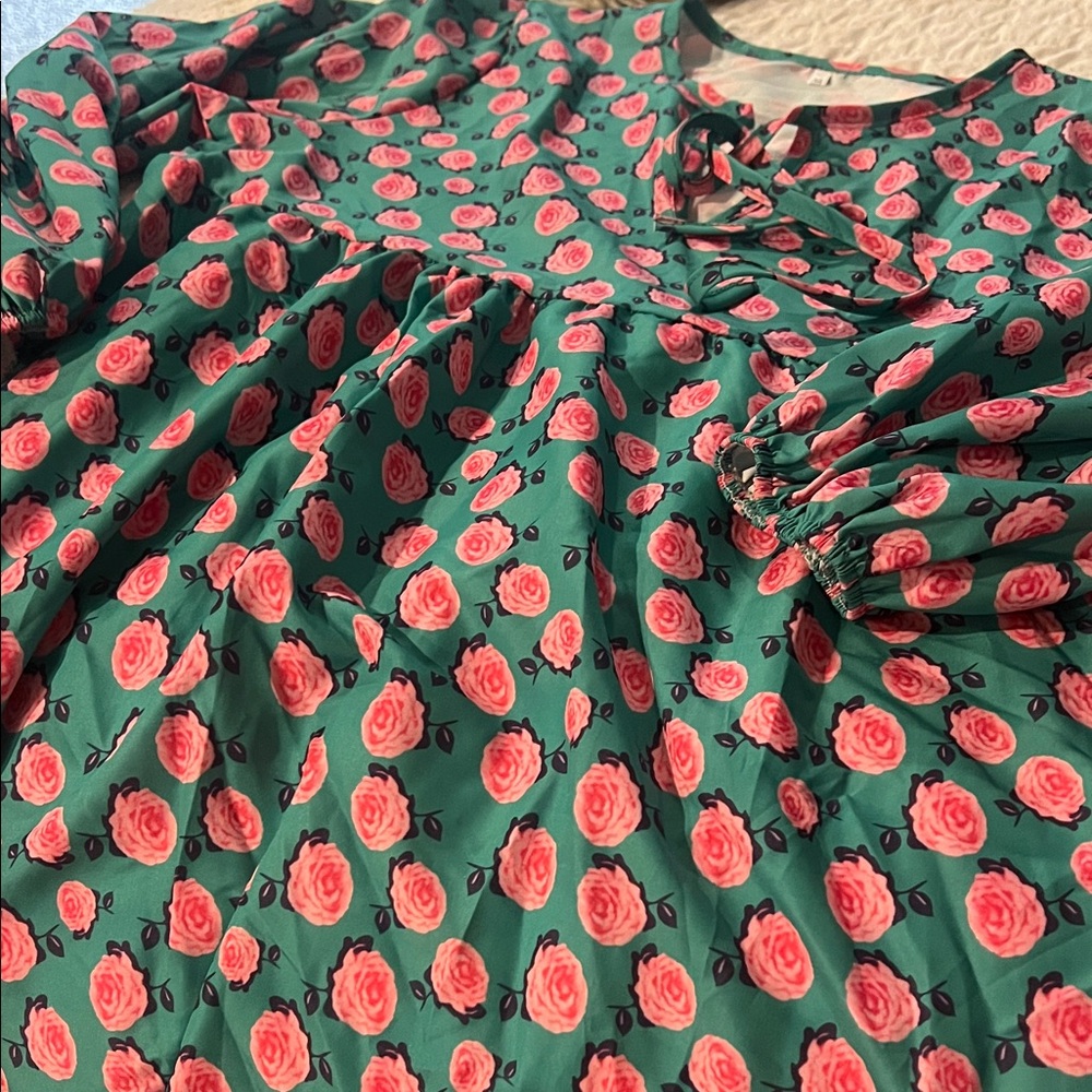 Floral Green and Pink Maxi Dress
